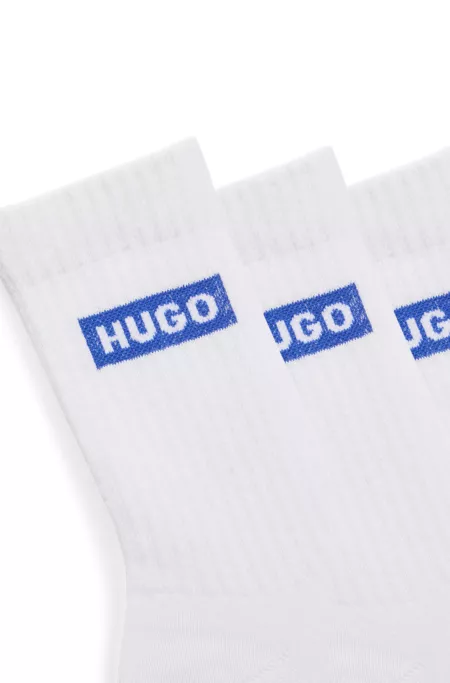 Three-pack of short socks with blue logos