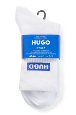 Three-pack of short socks with blue logos, White