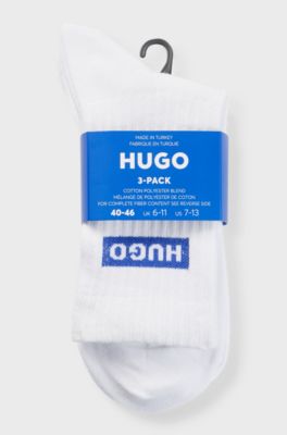 Three-pack of short socks with blue logos, White