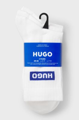 Three-pack of short socks with blue logos, White