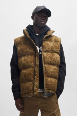 Water-repellent jacket with detachable hood and sleeves, Brown