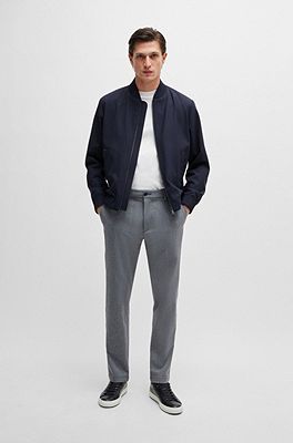BOSS - Regular-fit trousers in melange stretch panama