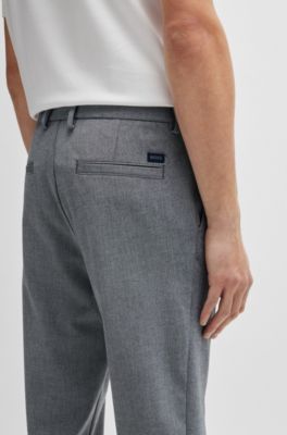 BOSS - Regular-fit trousers in melange stretch panama