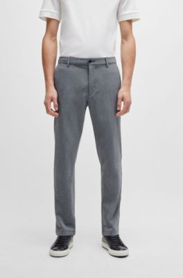 BOSS - Regular-fit trousers in melange stretch panama
