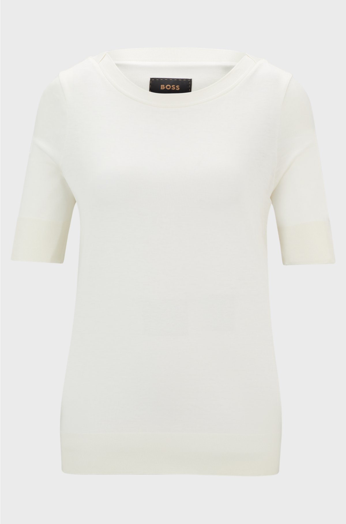 Short-sleeved top in a silk blend, White