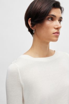 Short-sleeved top in a silk blend, White