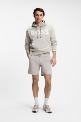 Hoodie van katoenen sweatstof met groot logo, Lichtgrijs