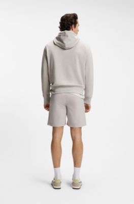 Felpa con cappuccio in terry di cotone con logo oversize, Grigio chiaro