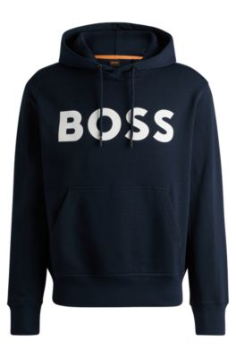 BOSS Cotton terry relaxed fit hoodie with contrast logo