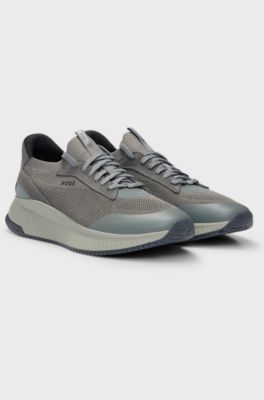 TTNM EVO trainers with knitted uppers and suede trims, Dark Grey