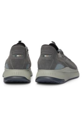 Baskets TTNM EVO avec tige en maille et finitions en cuir su&eacute;d&eacute;, Gris sombre