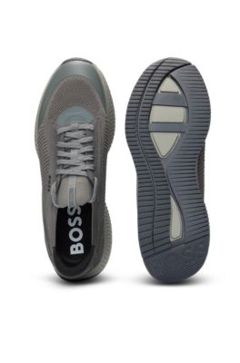 Baskets TTNM EVO avec tige en maille et finitions en cuir su&eacute;d&eacute;, Gris sombre