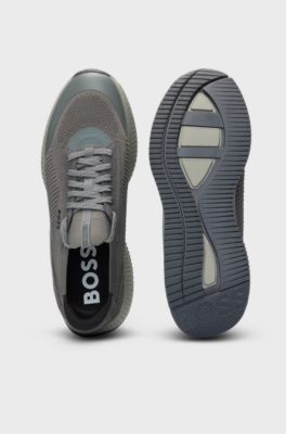 Baskets TTNM EVO avec tige en maille et finitions en cuir su&eacute;d&eacute;, Gris sombre