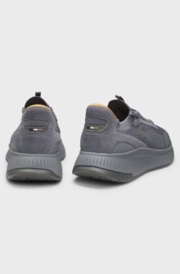 Baskets TTNM EVO avec tige en maille et finitions en cuir su&eacute;d&eacute;, Gris