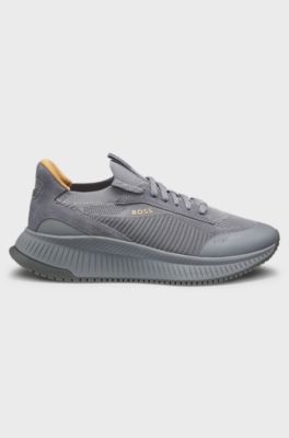 Sneakers TTNM EVO con tomaia in maglia e rifiniture in pelle scamosciata, Grigio