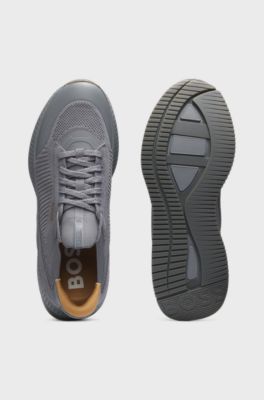 Baskets TTNM EVO avec tige en maille et finitions en cuir su&eacute;d&eacute;, Gris