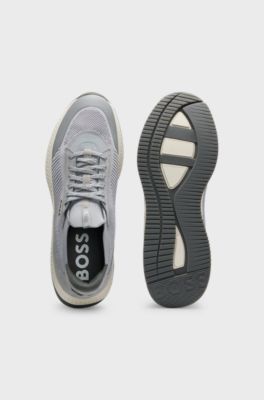 Baskets TTNM EVO avec tige en maille et finitions en cuir su&eacute;d&eacute;, Gris