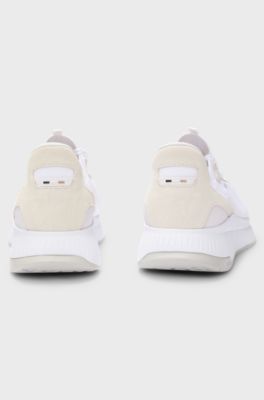 Sneakers TTNM EVO con tomaia in maglia e rifiniture in pelle scamosciata, Bianco