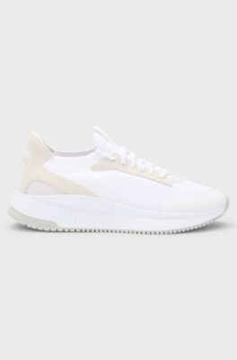 Sneakers TTNM EVO con tomaia in maglia e rifiniture in pelle scamosciata, Bianco