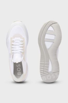 Sneakers TTNM EVO con tomaia in maglia e rifiniture in pelle scamosciata, Bianco