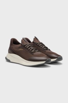 TTNM EVO trainers with knitted uppers and suede trims, Dark Brown