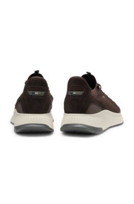 TTNM EVO trainers with knitted uppers and suede trims, Dark Brown