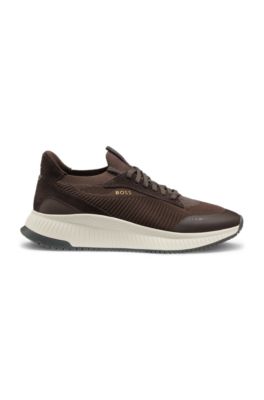 TTNM EVO trainers with knitted uppers and suede trims, Dark Brown