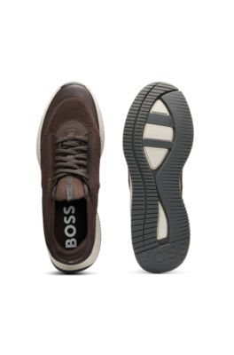 TTNM EVO trainers with knitted uppers and suede trims, Dark Brown