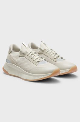 TTNM EVO-sneakers met gebreide bovenzijde en su&egrave;de details, Lichtbeige