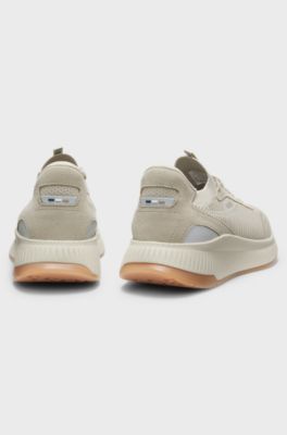 TTNM EVO-sneakers met gebreide bovenzijde en su&egrave;de details, Lichtbeige