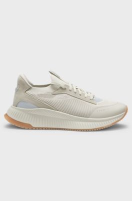Baskets TTNM EVO avec tige en maille et finitions en cuir su&eacute;d&eacute;, Beige clair