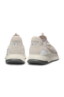 TTNM EVO trainers with knitted uppers and suede trims, Light Beige