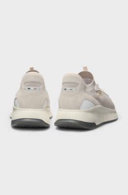 TTNM EVO-sneakers met gebreide bovenzijde en su&egrave;de details, Lichtbeige