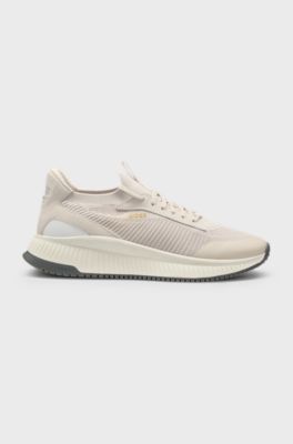 TTNM EVO-sneakers met gebreide bovenzijde en su&egrave;de details, Lichtbeige