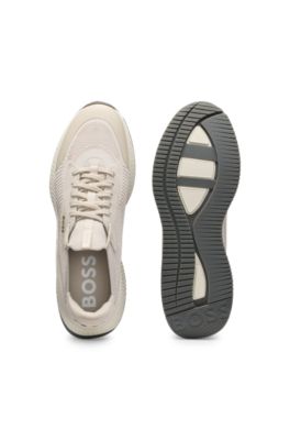 TTNM EVO trainers with knitted uppers and suede trims, Light Beige