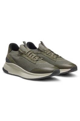 TTNM EVO trainers with knitted uppers and suede trims, Dark Green