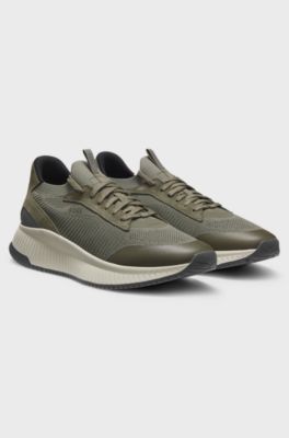TTNM EVO trainers with knitted uppers and suede trims, Dark Green