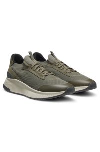TTNM EVO trainers with knitted uppers and suede trims, Dark Green