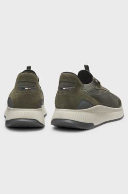 TTNM EVO trainers with knitted uppers and suede trims, Dark Green