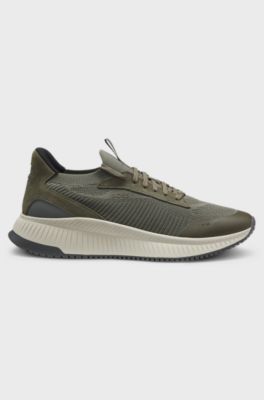 TTNM EVO trainers with knitted uppers and suede trims, Dark Green