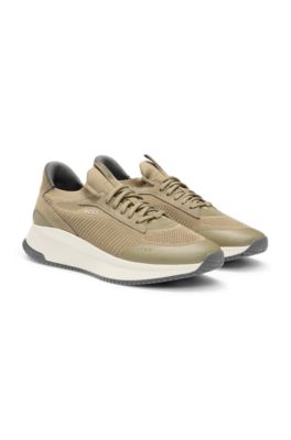 TTNM EVO trainers with knitted uppers and suede trims, Light Brown
