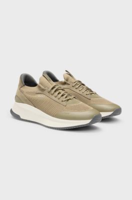 TTNM EVO trainers with knitted uppers and suede trims, Light Brown