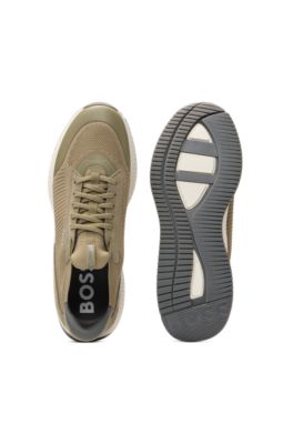 TTNM EVO trainers with knitted uppers and suede trims, Light Brown