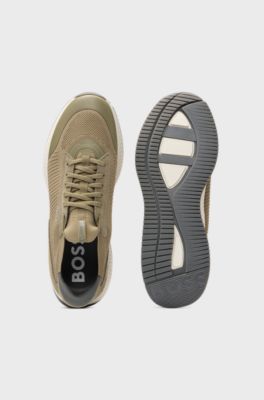 TTNM EVO trainers with knitted uppers and suede trims, Light Brown