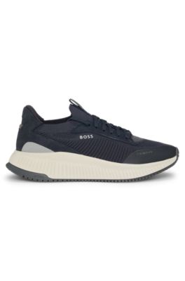 TTNM EVO trainers with knitted uppers and suede trims, Dark Blue