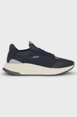 TTNM EVO Sneakers mit gestricktem Obermaterial und Velourslederdetails, Blau