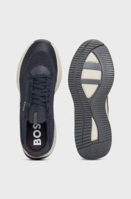 TTNM EVO Sneakers mit gestricktem Obermaterial und Velourslederdetails, Blau
