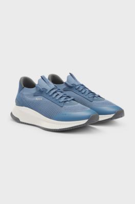 TTNM EVO trainers with knitted uppers and suede trims, Light Blue