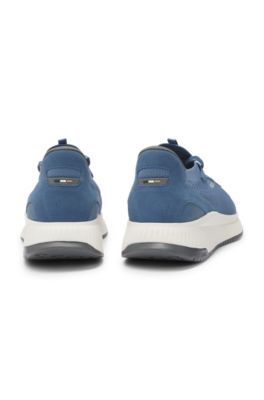TTNM EVO trainers with knitted uppers and suede trims, Light Blue