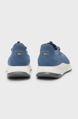 TTNM EVO trainers with knitted uppers and suede trims, Light Blue